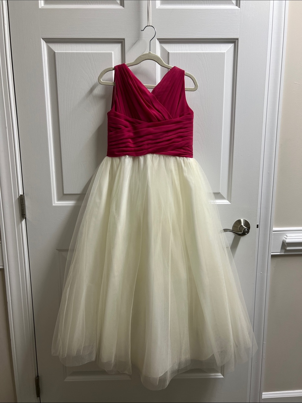 Bill Levkoff Fuchsia pink Ivory Tulle Formal Dress Girls flower girl size 10